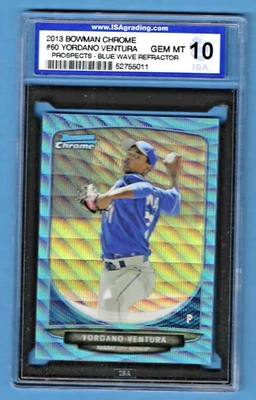 2013 年 Bowman Chrome 折射器 Yordano Ventura Royals #60 新秀 ISA 10 #52755011 — 第 1/2 张图片