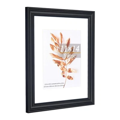 Hogaryo 11x14 Black Picture Frame, Displays 8x10 with Mat or 11x14 Without - Image 1 of 4