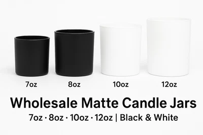 Wholesale Matte Black & White Candle Jars –7oz, 8oz, 10oz, 12oz – Luxury Vessels - Image 1 of 3