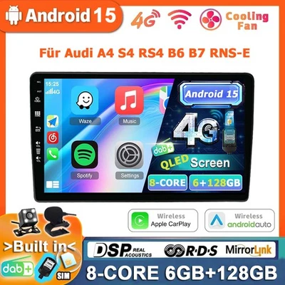 HDMI DAB+Für Audi A4 S4 RS4 B6 B7 RNS-E Android 15 Autoradio CarPlay GPS 6+128GB - Bild 1 von 4