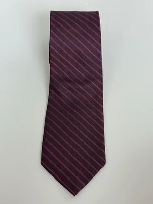 Corbata de Seda Calvin Klein Borgoña Rojo Rosa Rayas Clásica Foto 1 de 3