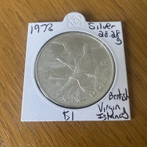 1973 British Virgin Islands $1 One Dollar Silver Coin 28.28g (27030) - Picture 1 of 4
