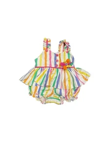 Vintage / Retro Girls 12 Months Fun Colorful One Piece Ruffles Appliqué - Picture 1 of 3