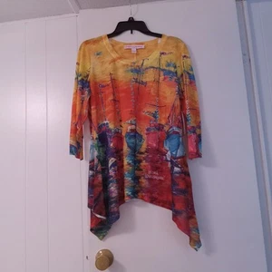 Leoma Lovegrove Womens Tunic Top Size L Art to Wear Colorful Assymetrical New - Picture 1 of 11