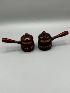 Wooden Salt Pepper Shaker Set Honey Pot Handles  Brown - Picture 1 of 7