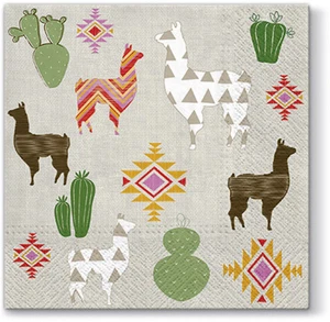 20 Papier Lunch Servietten bunt LAMAS WELT Dekoration Peru Indianer Kaktus - Bild 1 von 1