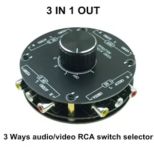 3-Way AV Switch RCA Switcher Video L/R Audio Selector 3 In 1 Out Composite selec