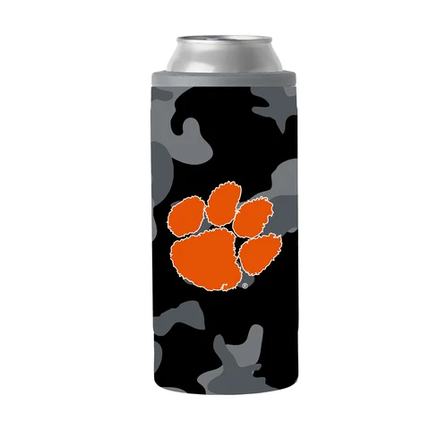Clemson Tigers 12oz. Black Camo Slim Can Cooler Cover