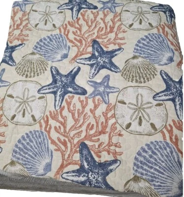 Edredón de algodón Crystal Bay completo/queen baratijas de mar conchas de playa coral Foto 1 de 4