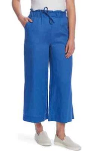 VINCE CAMUTO Blue Tie Waist Capri Wide Leg Linen Crop Pants Size Medium NEW $70 - Picture 1 of 4