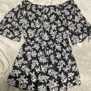 Costume da bagno copricostume Bar III nuovo con etichette Woodland floreale nero bianco taglia M - Foto 1 di 5