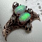 1880s Victorian Chased 10K Rose Gold OPAL & DIAMOND Ring ~ Ripley Howland