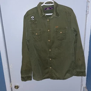 Akoo Men's Unique Green Spade 100% Cotton Button Down Shirt Size L N - Picture 1 of 16