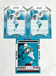 JAYLEN WADDLE LOT OF 3 2021 Playoff KICKOFF GREEN RC + GOALLINE RC + ROY RED RC - Bild 1 von 4