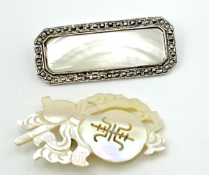 2 Silver-Plated Opalescent Simulated Opal Pins - Picture 1 of 1