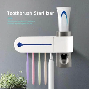 UV Toothbrush Sanitizer Holder, Toothpaste Dispenser, Wall Mount White, USA - Picture 1 of 13
