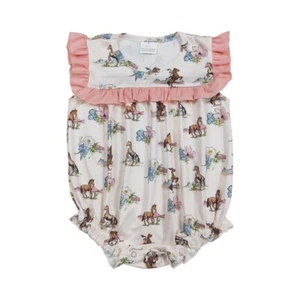 Little Baby Cowgirl Western Floral Bubble Romper Summer One-piece Jumpsuit - Picture 1 of 16