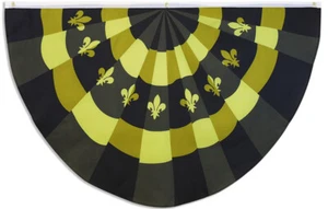Black & Gold Fleur Bunting 5x3ft Mardi Gras Bunting Fleur De Lis Saint's Decor - Bild 1 von 2