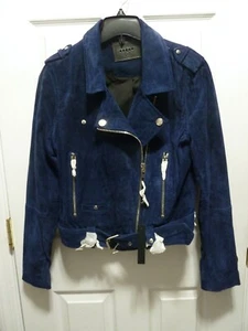 Leere NYC BLAU WILDLEDER MOTORRADJACKE Neu mit Etikett Medium - Bild 1 von 11