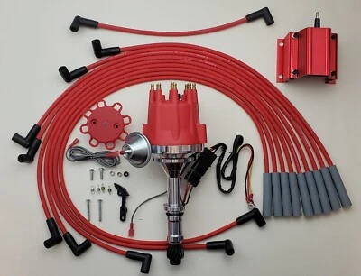 Distribuidor BUICK 350 HEI de tapa pequeña + BOBINA ROJA 50k + CABLES BUJÍA 8mm EE. UU. Foto 1 de 4
