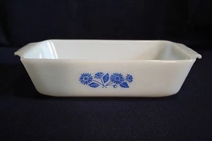 Anchor Hocking Fire King Milk Glass Cornflower Blue 1 Qt Loaf Pan Dish 441 - Picture 1 of 5