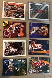 NBA Basketball 8 Card Lot: Jordan, Pippen, Horry, Johnson, Ewing, Olajuwon, etc