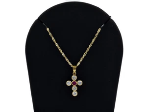 Anhänger Kreuz mit Kette 750/000 18 K Gelbgold Zirkonia 44 cm - Bild 1 von 4