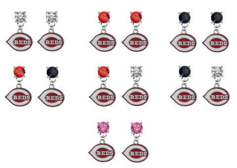 Cincinnati Reds Crystal Bling Earrings Stud Post Dangle - Mix & Match Colors Cover