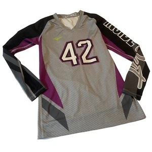 Mizuno Long Sleeve Sports Jersey 42 Inside Out Ls Gray/Purple - Picture 1 of 6