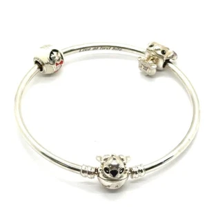 PANDORA DISNEY X STITCH BITING CLASP 7.5” SILVER S925 BANGLE BRACELE (EPJ028968) - Picture 1 of 11