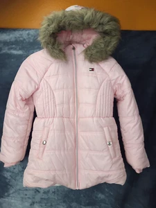Tommy Hilfiger Jacket Girls SZ M 10/12 Big Logo On Hood Coat - Picture 1 of 14