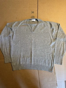 Vintage 100% Cashmere Pullover Sweater Blue V Neck Men’s Sz Large - Picture 1 of 12