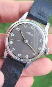 RARE 1940 Angelus Caliber 216 WWII Military Men's 35mm Two Tone Watch Serviced  - Picture 1 of 23
