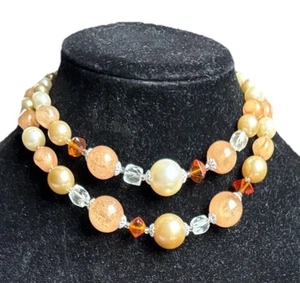 VINTAGE! Halskette Made In Japan Perlen Silberfarben NOV25 - Bild 1 von 17