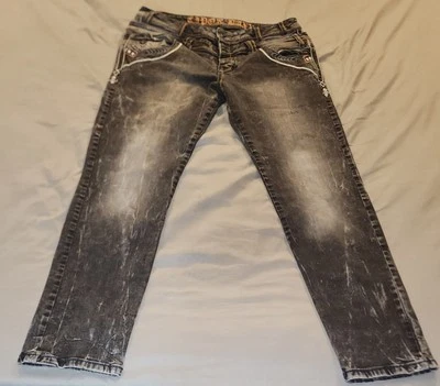 Pantalones de mezclilla ajustados de doble capa CIPO & BAXX negros punto grueso para hombre 34x32  Foto 1 de 4