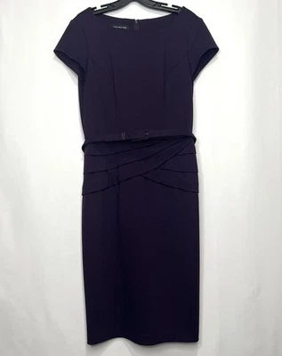 Jones New York Women’s Size 10 Eggplant (Purple) Cap Sleeve Dress w/ Belt Office - Image 1 of 4