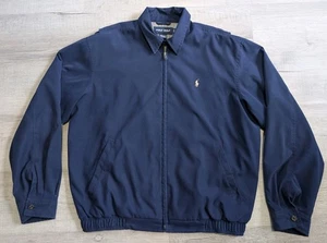 Polo Golf Ralph Lauren Men Sz M Bi-Swing Windbreaker Harrington Jacket Navy Blue - Picture 1 of 11
