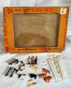 Vintage Sunshine Series Plastic Farm Set 24 pieces Made in Hong Kong - Picture 1 of 2