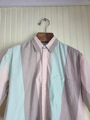 Vintage Trekka Michael Stein Shirt Mens Medium Pastel Striped Button Up 90s - Image 1 of 4