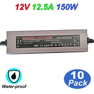 10 Pack 120V AC to 12V DC Power Supply 110V AC to 12V DC Transformer for Outdoor - Picture 1 of 9