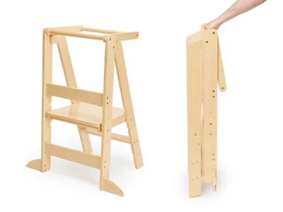 Foldable Kids Stool - Foldable Tower, Kitchen Stool, Toddler Tower, Wood Color - Image 1 of 4