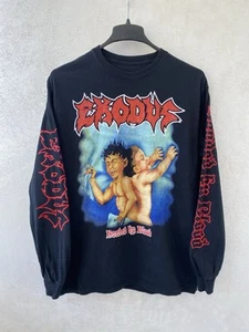 Vintage Exodus Bonded By Blood Band Longsleeve Shirt Travis Scott Style Size M - Picture 1 of 23