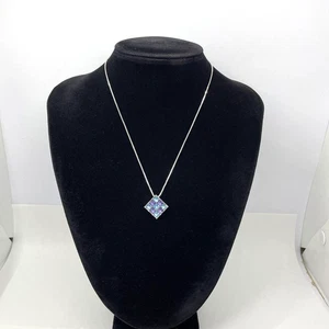 Swarovski Crystal "Blue Crystal Square" Pendant Necklace B - Picture 1 of 10