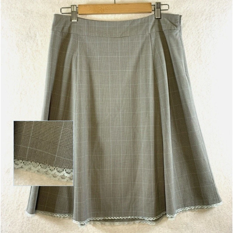 De Colección Antigua Falda A Cuadros Azul Marino Y2K Talla 8 Academia Coqueta Oficina Sirena Borde de Encaje Foto 1 de 4