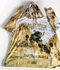 Chaqueta con Capucha Cremallera Completa Postales Francesas San Francisco Salvaje Oeste Vaquera Talla L - Imagen 1 de 9