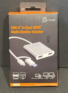 Adaptador multimonitor j5 Create USB-C a HDMI dual compatible con Windows/Mac 727159 - Imagen 1 de 5