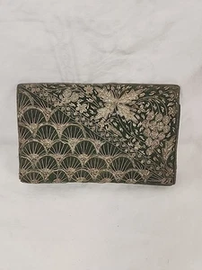 Vintage Green Velvet And Satin Silver Beaded Evening Bag Clutch Made in India - Picture 1 of 14