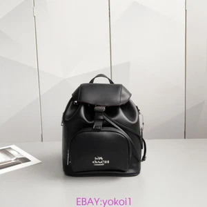 NWT COACH Pace Backpack Refined calf leather CR100 Black Outlet Women bag - Picture 1 of 9