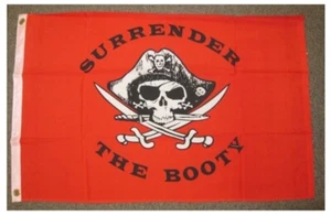 Surrender the Booty Red Pirate Flag- 3' x 5' Poly,  New in original packaging - Picture 1 of 3