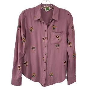 Camisa Anthropologie Top Rosa Bordada Globos Aire Caliente Abotonada Talla US 0 - Imagen 1 de 9